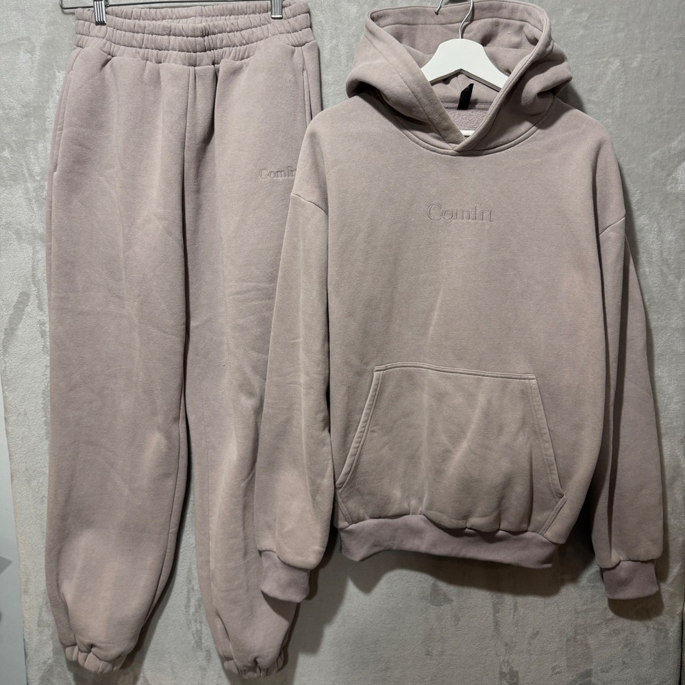 Comfrt Fleece Hoodie Small and Jogger Medium Set Mauve Sweatshirt Pants